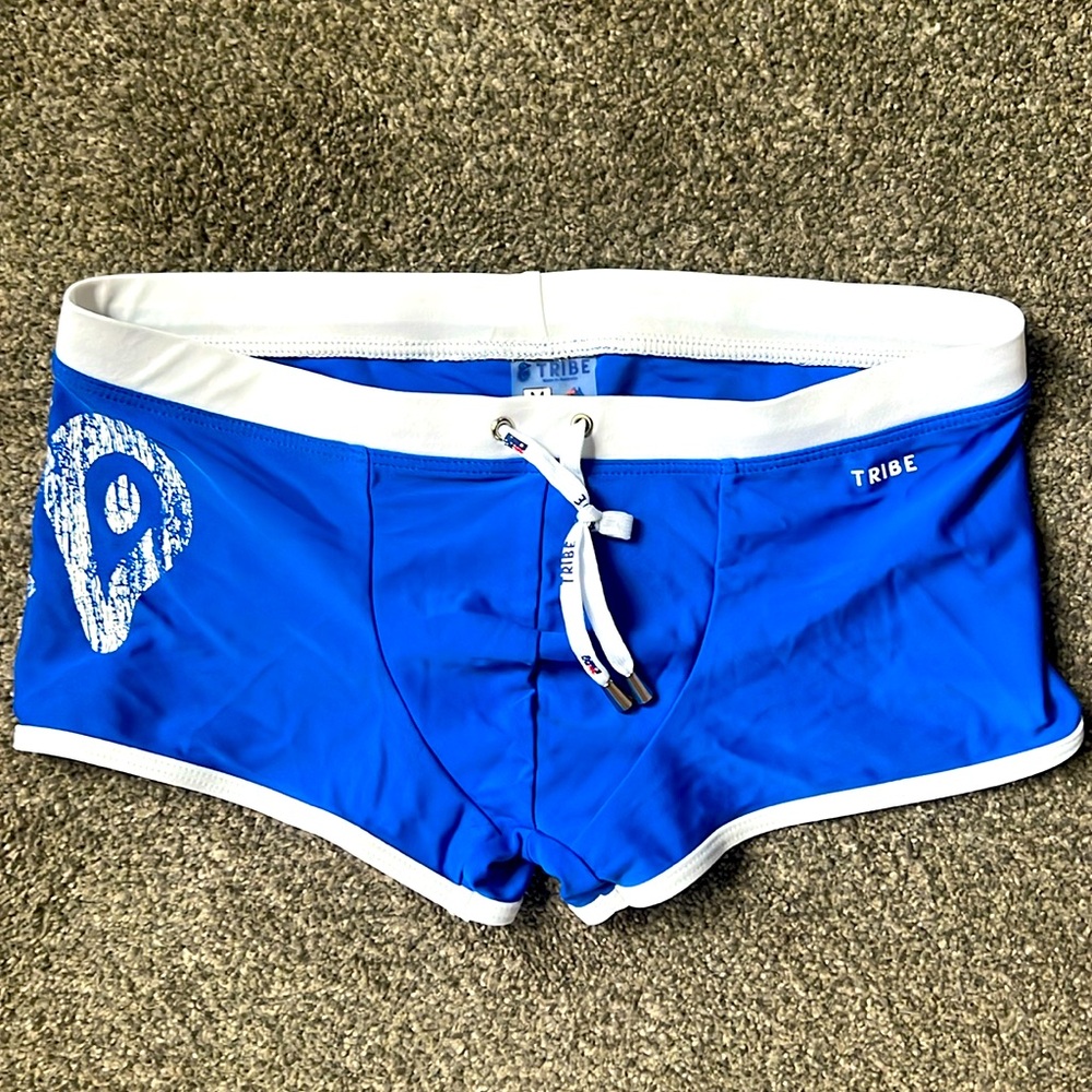 Tribe Men’s Medium Short Swim Trunk Summer Pool Beach Shorts Blue